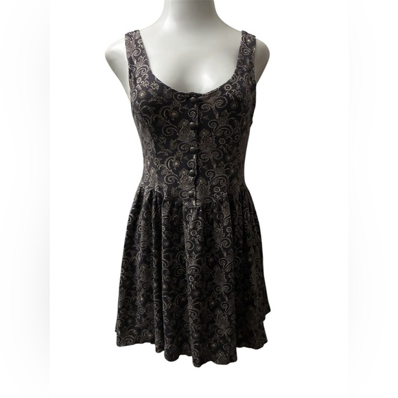Free People Ponte de Roma Brown Paisley Floral Skater Dress S - Picture 3 of 13